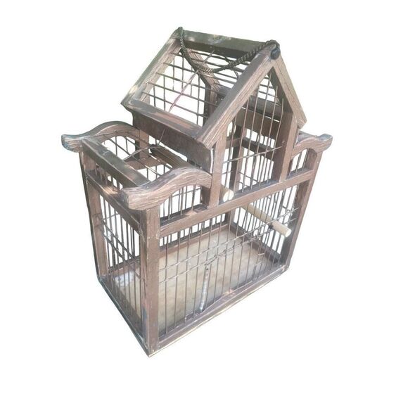 Vintage Bird Cage With Two Wood Perches - Picture 14 of 14